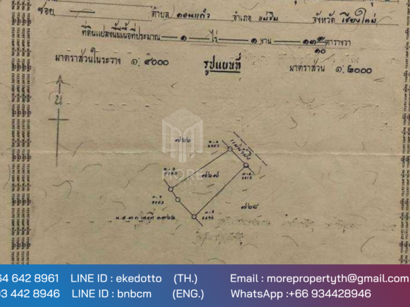 More-072LS Land for sale in Chiang Mai 1 rai 1 ngan 13 sq.wa. near the outer ring road Don Kaeo Sub-district. Mae Rim District