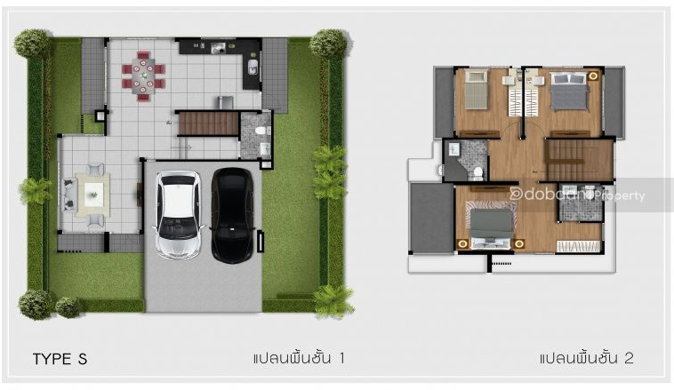 A two-story single house with 3 bedrooms