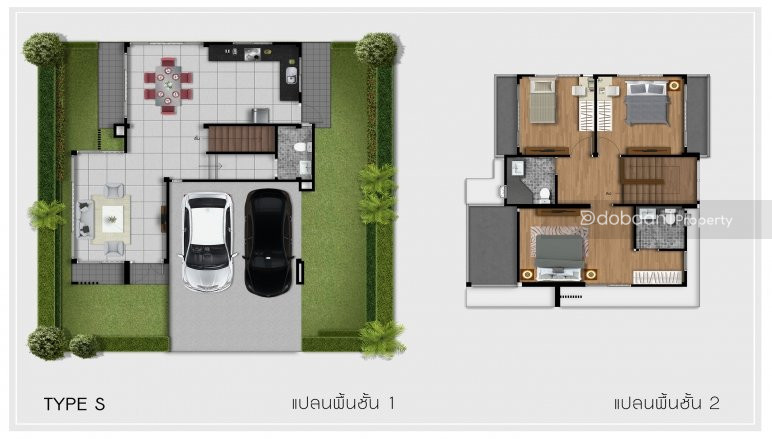 A two-story single house with 3 bedrooms